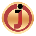 Round logo with letter J in red and yellow background